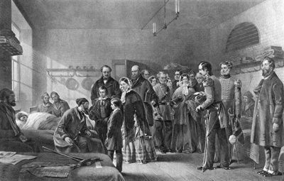 Koningin Victoria 1819-1901 bezoekt gewonde soldaten, 19e eeuw door Unbekannt