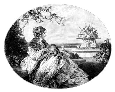 Koningin Victoria en Prins Arthur, 1850 door Unbekannt