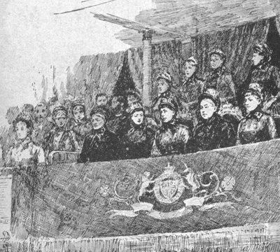 Koningin Victoria bij de uitvoering van...Mors et Vita in de Albert Hall, 1886, 1901 door Unbekannt
