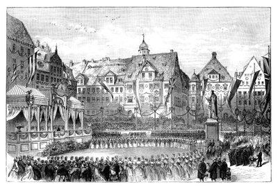 Koningin Victoria onthult een standbeeld van prins Albert, Coburg, Duitsland door Unbekannt
