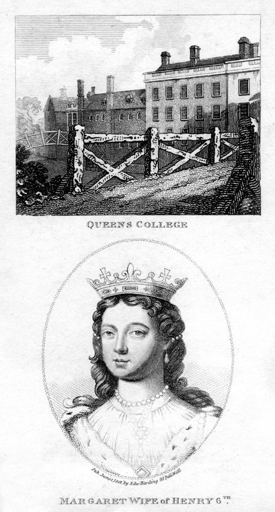 Queens College, Cambridge, en Margaret van Anjou, koningin-gemalin van Hendrik VI, 1801 door Unbekannt