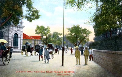 Queens Road Central, nabij het Paradeplein, Hong Kong, China, ca. 1900s door Unbekannt