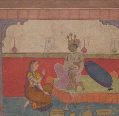 Radha spreekt tot Krishna: Pagina uit de Boston Rasikapriya Lovers Breviary, ca. 1610 door Unbekannt