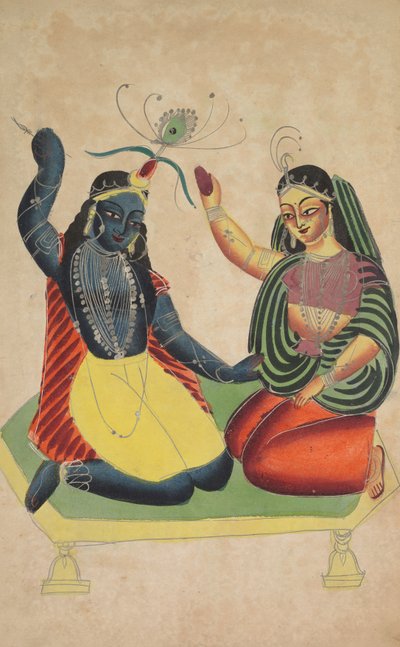 Radha en Krishna, 1800s door Unbekannt