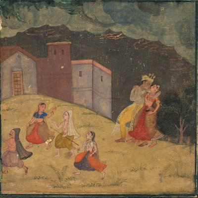 Radha en Krishna gevangen in een storm door Unbekannt