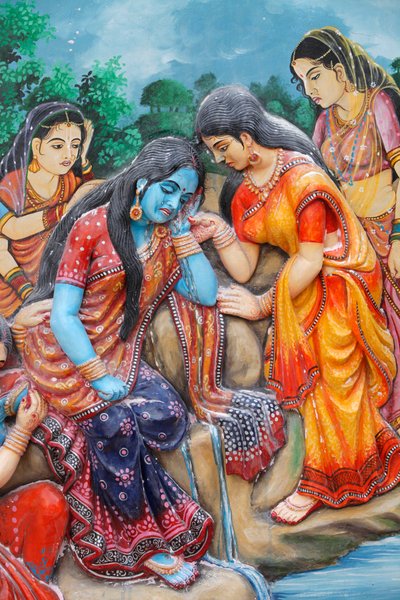 Radha huilt na gescheiden te zijn van Krishna Vrindavan India door Unbekannt