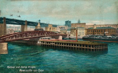 Spoorweg- en Schommelbruggen, Newcastle-upon-Tyne, ca. 1905 door Unbekannt