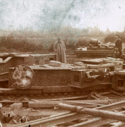 Spoorwegmontage voor Big Bertha kanon, c1914-c1918 door Unbekannt