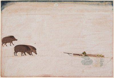 Raja Ram Chand van Amber op wilde zwijnenjacht r. 1667-1688, c. 1670 door Unbekannt