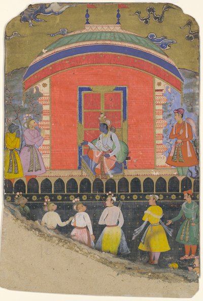 Rama Ontvangt Sugriva en Jambavat, de Apen- en Berkoningen, Folio uit..., ca. 1605 door Unbekannt