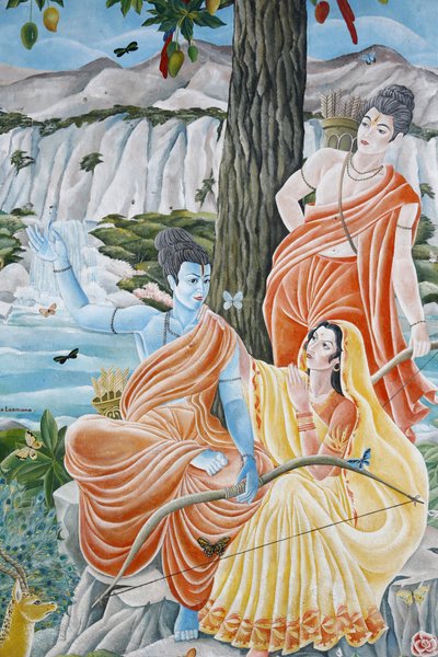 Rama, Sita en Laxman. Pashupatinah, Kathmandu, Nepal door Unbekannt
