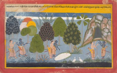 Rama en Lakshmana Zoeken tevergeefs naar Sita: Geïllustreerd folio..., ca. 1680-90 door Unbekannt