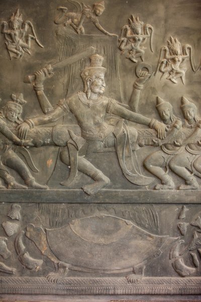 Ramayana beeldhouwwerk, Siem Reap, Cambodja door Unbekannt