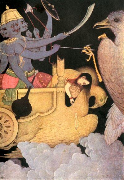 Ravana vecht met Jatayu, 1920 door Unbekannt