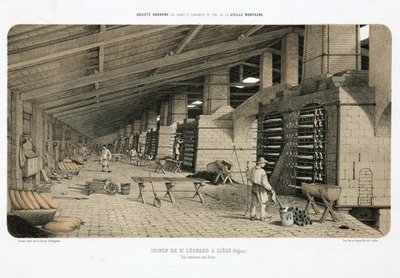 Grondstoffenverwerking, Metallurgie Ovens in de zinkfabriek, St Leonard, Luik, België door Unbekannt