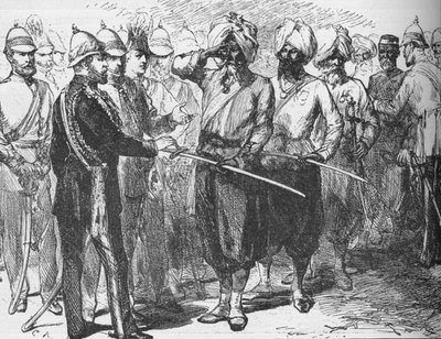 Ontvangst voor de overlevenden van de verdediging van Lucknow, India, januari 1876, 1908 door Unbekannt