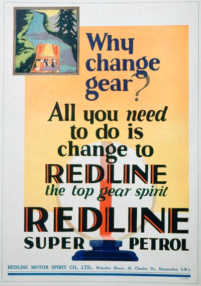 Red Line benzine advertentie, 1929 door Unbekannt