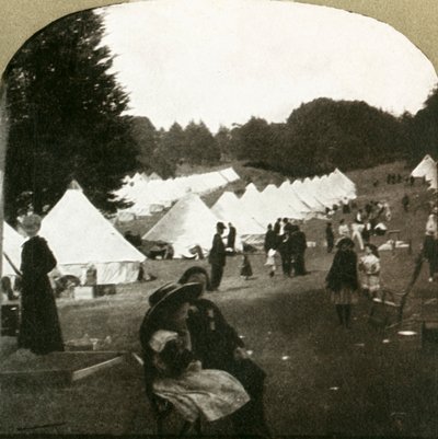 Vluchtelingenkamp op het balveld in Golden Gate Park, 1906 door Unbekannt