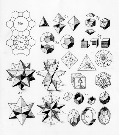 Regelmatige geometrische vaste stoffen van verschillende typen, 1619 door Unbekannt