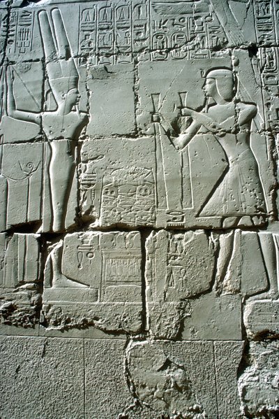 Reliëf van Ramses II offert aan de vruchtbaarheidsgod Min, Tempel van Amon, Karnak, Egypte door Unbekannt