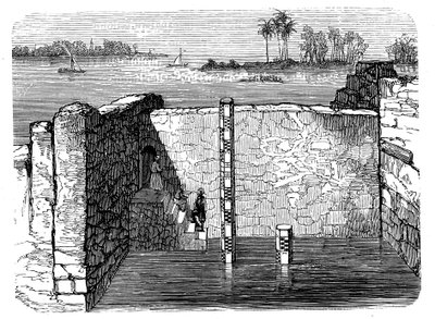 Overblijfselen van een Nilometer, een oud apparaat voor het meten van de jaarlijkse overstroming van de Nijl, ca. 1885 door Unbekannt