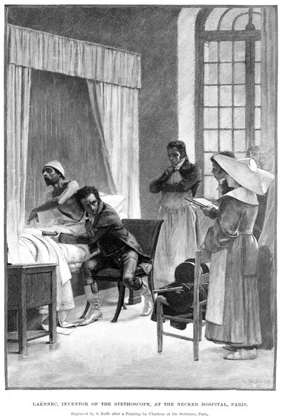 René Théophile Hyacinthe Laennec, Franse arts die de stethoscoop uitvond, 1889 door Unbekannt