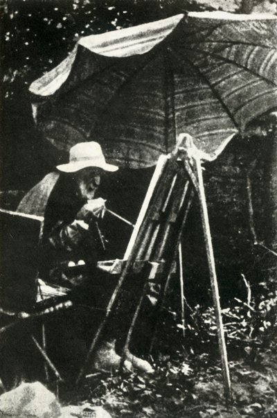 Renoir schildert buiten, ca. 1910s, 1947 door Unbekannt