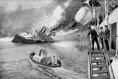 Redding van overlevenden van zinkend Russisch schip, Russisch-Japanse Oorlog, 1904 door Unbekannt