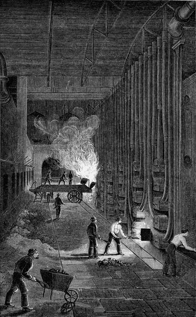 Retorthuis, Keizerlijke Gasfabriek, Kings Road, Londen, 1876 door Unbekannt