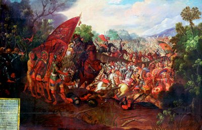 Terugtocht van Hernando Cortes uit Tenochtitlan, Mexico, 1520 door Unbekannt