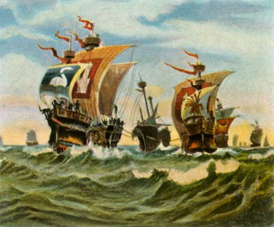 Terugkeer van de Hamburgse vloot na de nederlaag van de Victual Brothers, 1401, 1936 door Unbekannt