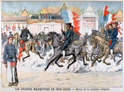 Review van de inheemse cavalerie, Frans Indochina, 1903 door Unbekannt