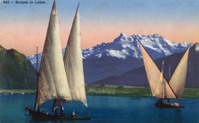 Rhône Alpes, Haute Savoie (74): boten op het Meer van Genève (Lac Léman) - Ansichtkaart gedateerd 1938 door Unbekannt