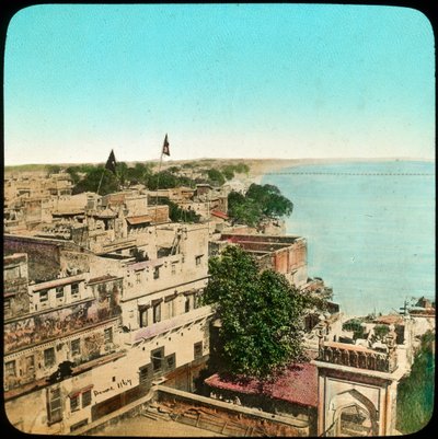 De rivier de Ganges vanaf de Aurangzeb-moskee, Benares, India, late 19e of vroege 20e eeuw door Unbekannt