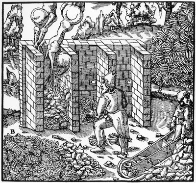 Kopererts roosteren in een oven bij C, 1556 door Unbekannt