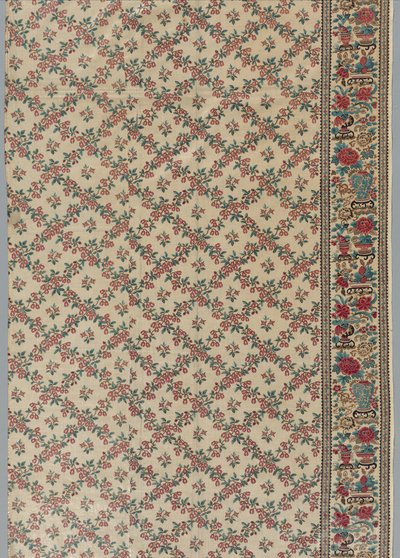 Rolbedrukte geglazuurde chintz met bloem- en vaasontwerp, 1800s door Unbekannt