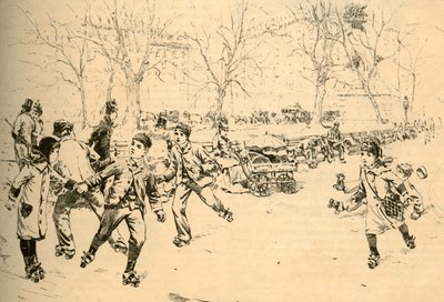 Rolschaatsen op Madison Square, New York, 1881 door Unbekannt