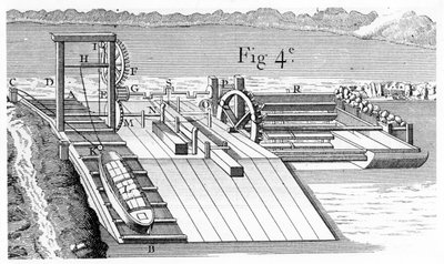 Rolbrug of hellend vlak voor het overbrengen van schepen van het ene waterniveau naar het andere, 1737 door Unbekannt