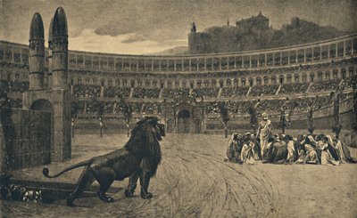 Rome - Circus Maximus - Laatste gebed van de christenen die aan de wilde dieren werden geworpen, 1910 door Unbekannt