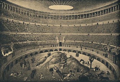 Rome - Colosseum - Reconstructie van een jacht op wilde dieren, 1910 door Unbekannt