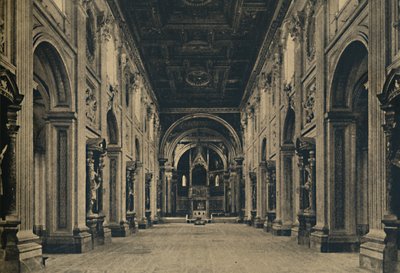 Rome - Hoofdnave van de Basiliek van Sint-Jan van Lateranen Borromini, arch. 1650, 1910 door Unbekannt