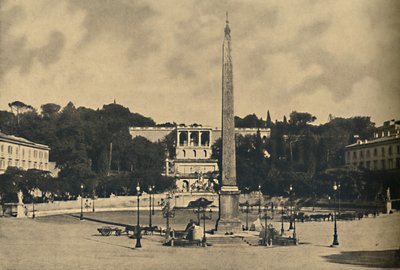 Rome - Obelisk, fonteinen en plein van de Popolo. - Terrassen van het Pincio openbare park door Unbekannt