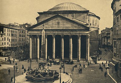 Rome - Pantheon van Agrippa en Fontein van de Rotonda, 1910 door Unbekannt