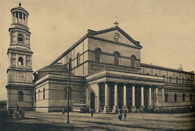 Roma - Zijportiek en klokkentoren van de Basiliek van St. Paul buiten de Muren, 1910 door Unbekannt