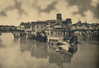 Rome - Tiberine-eiland en de oude bruggen Caestius en Fabritius, 1910 door Unbekannt