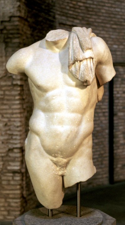 Romeinse kopie van een Griekse standbeeld van een mannelijk torso door Unbekannt