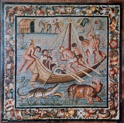 Romeins mozaïek van een veerboot, 2e eeuw door Unbekannt