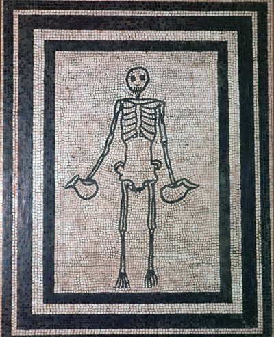 Romeins mozaïek van een skelet, 1e eeuw door Unbekannt