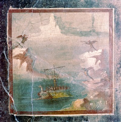 Romeinse muurschildering, Ulysses en de Sirenen, Pompeii, 1e eeuw door Unbekannt