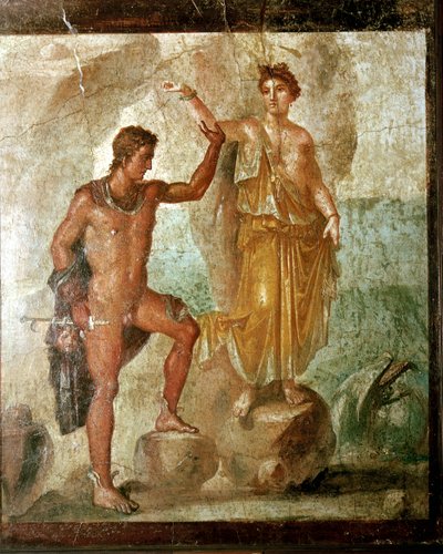 Romeinse muurschildering van Perseus die Andromeda bevrijdt, Huis van de Dioscuri, Pompeii, Italië door Unbekannt